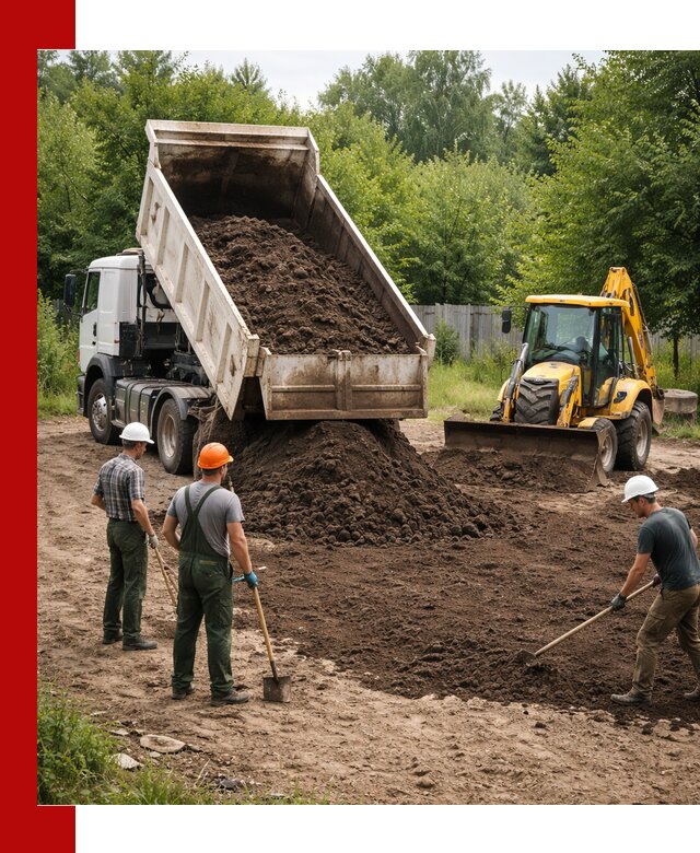 Доставка и укладка грунта для выравнивания участка в Видном