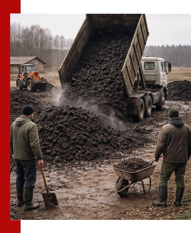 Доставка низинного торфа с разгрузкой и доставкой в Видном