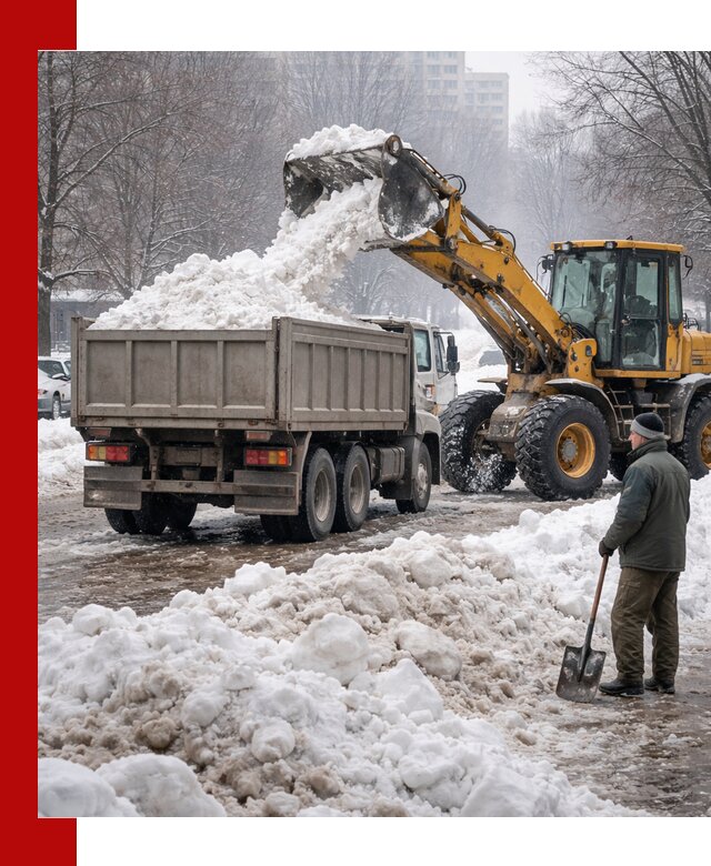 Вывоз снега грузовой техникой в Видном оперативно и чисто