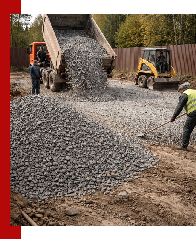 Отсыпка участка щебнем с доставкой и уплотнением в Видном